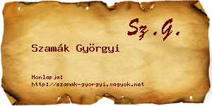 Szamák Györgyi névjegykártya